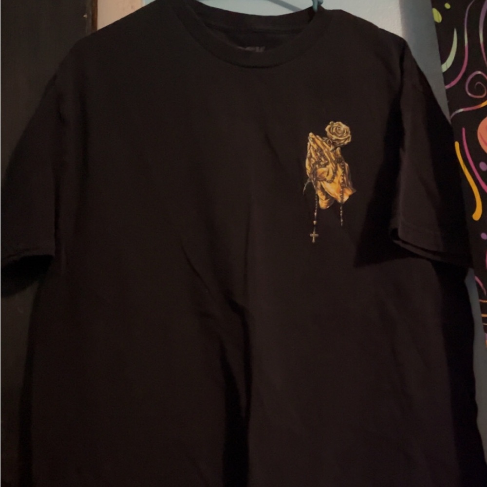 Black Graphic T-Shirt with Gold Detail
